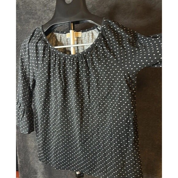 Michael Kors Black and White Polka Dot 3/4 Sleeve Sze M - Picture 5 of 8
